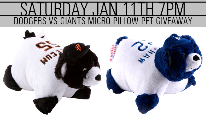Dodgers v. Giants Pillow Pets – Jan. 11 –