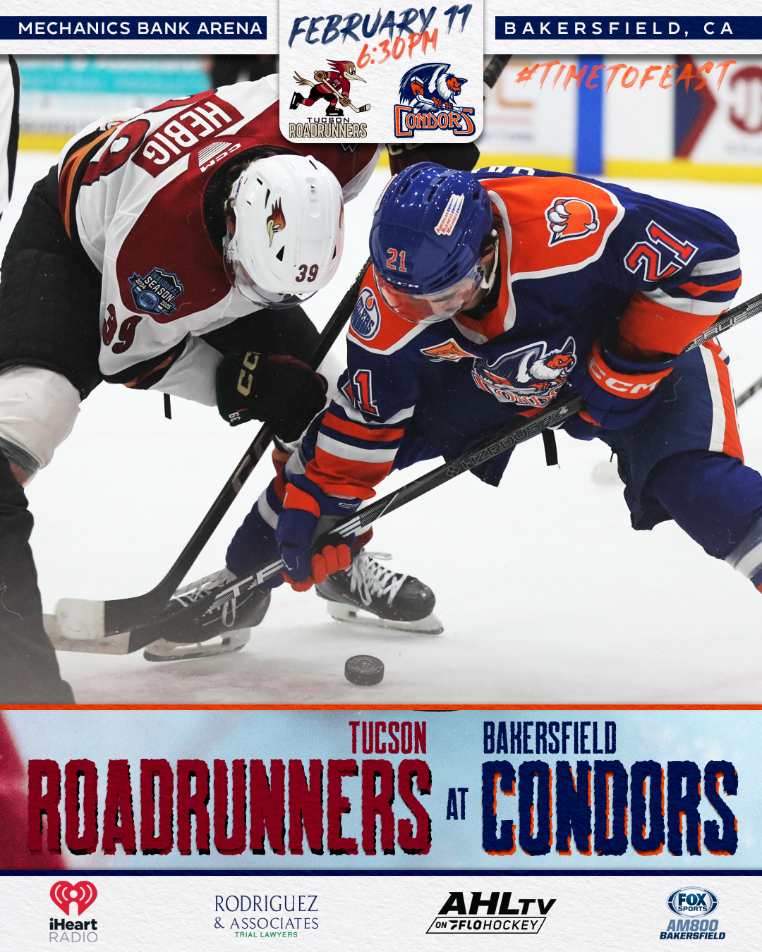 GAME PREVIEW: Condors v Roadrunners, 6:30 p.m. – BakersfieldCondors.com